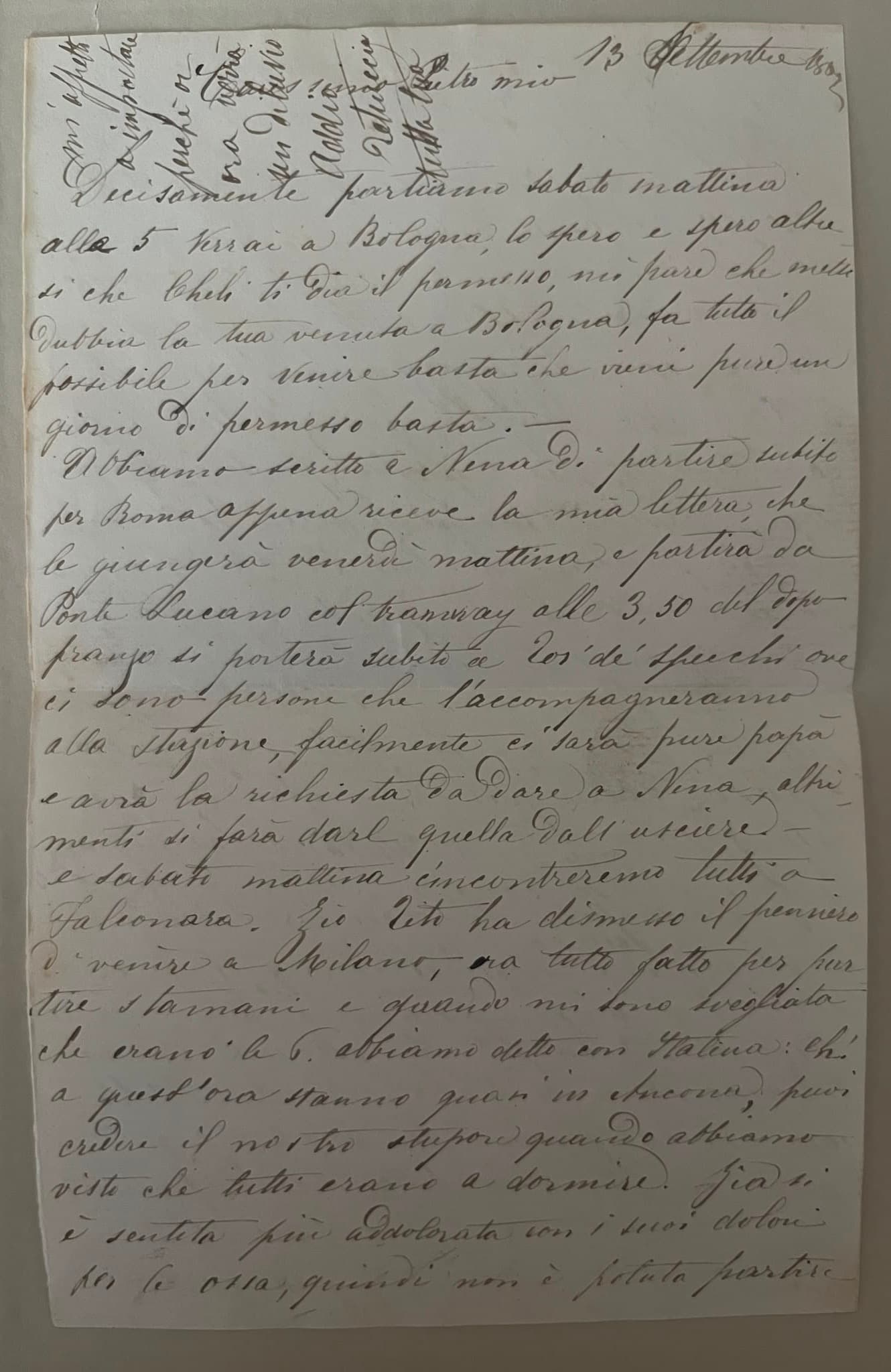 Prima facciata della lettera.