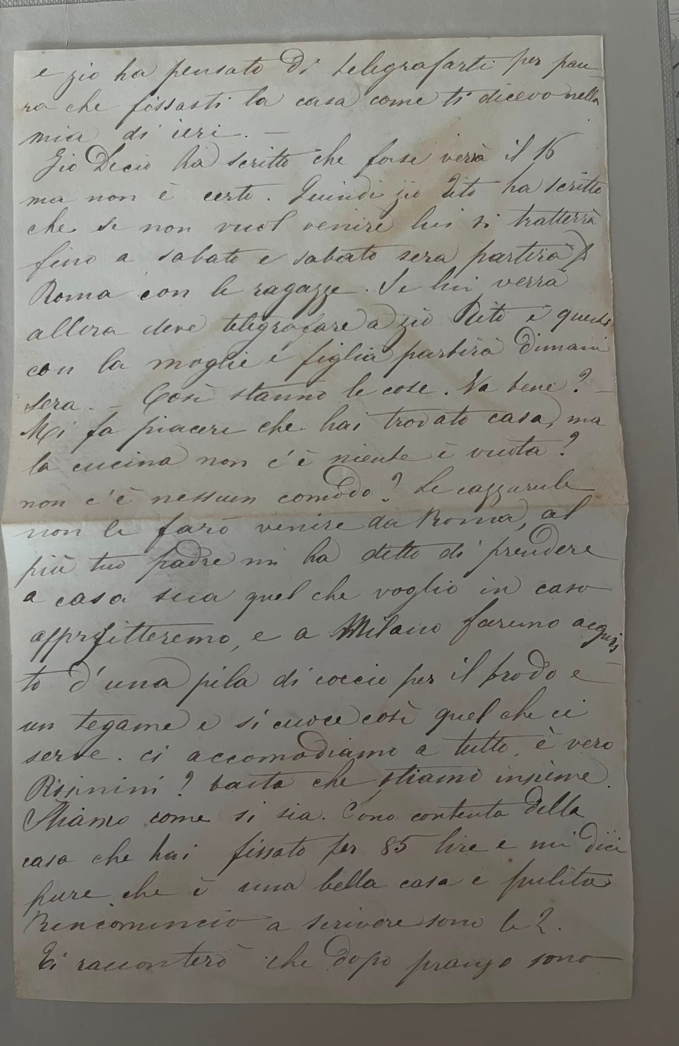 Seconda facciata della lettera.